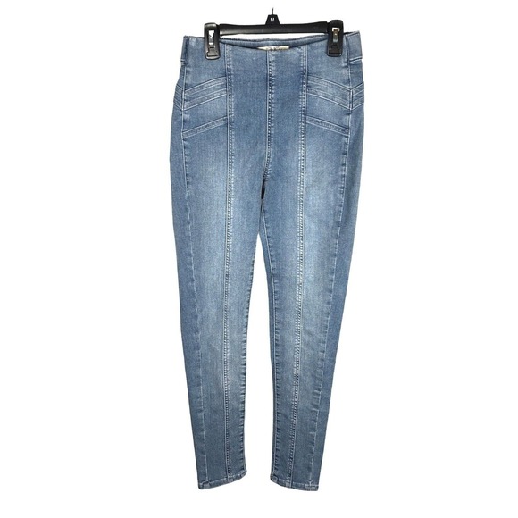 Free People Size 25 Feel Alright Skinny Jeans Stretch Pull On Denim Light Blue - Picture 1 of 8